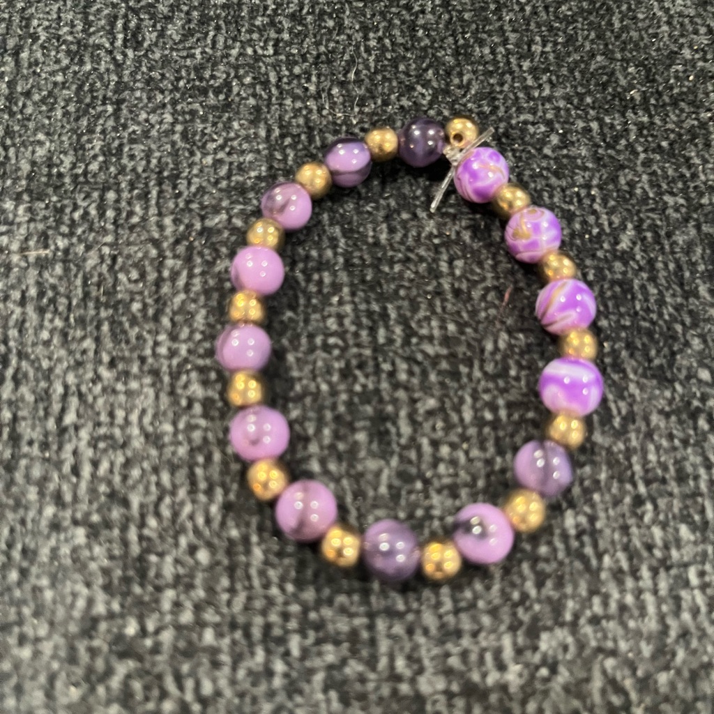 Chic Purple And Gold Beaded Bracelet